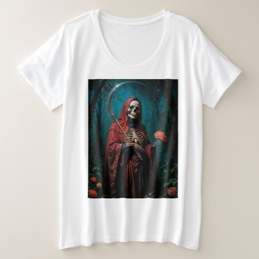 Red Robe Santa Muerte Große Größe T-Shirt (Design vorne)