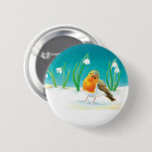 Red Robin Bird Illustration Button (Vorne & Hinten)