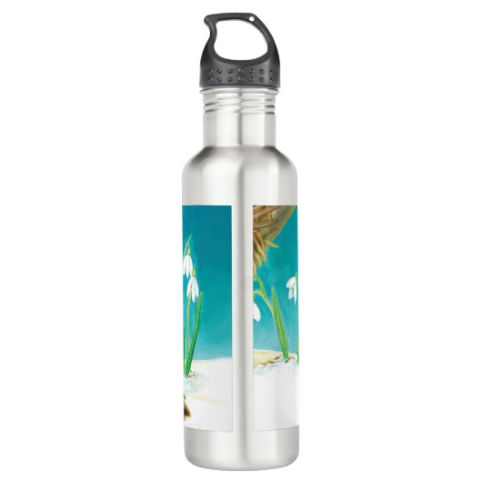 Red Robin Bird Illustration Edelstahlflasche (Rückseite)