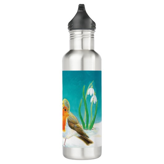 Red Robin Bird Illustration Edelstahlflasche (Rechts)