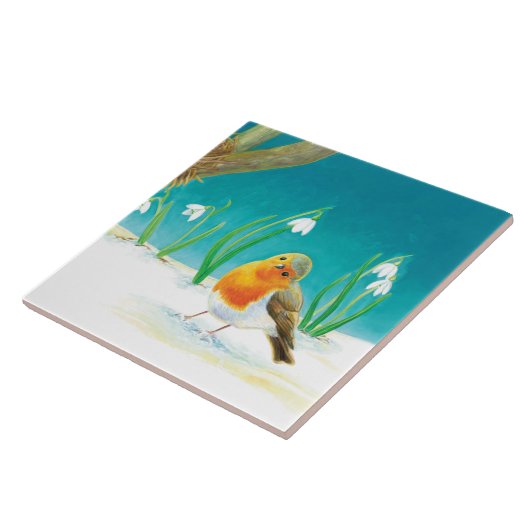 Red Robin Bird Illustration Fliese (Seite)
