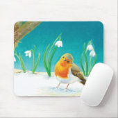 Red Robin Bird Illustration Mousepad (Mit Mouse)
