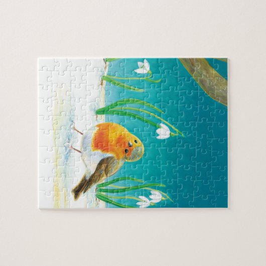 Red Robin Bird Illustration Puzzle (Horizontal)