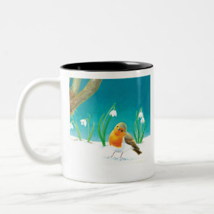 Red Robin Bird Illustration Zweifarbige Tasse