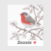 Red Robin Bird in Snow Aufkleber (Blatt)