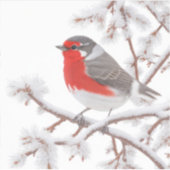 Red Robin Bird in Snow Aufkleber (Vorderseite)