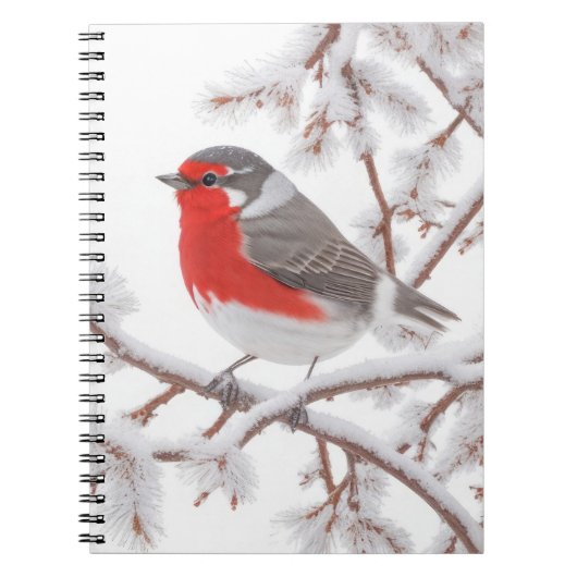 Red Robin Bird in Snow Notizblock (Vorderseite)