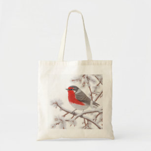 Red Robin Bird in Snow Tragetasche