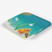 Red Robin Bird & Snowdrops Illustration Pappteller (Gewinkelt)