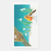 Red Robin Bird & Snowdrops Illustration Serviette (Vorderseite)