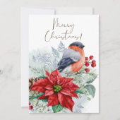 Red Robin Bird Watercolor Winter Weihnachten (Vorderseite)