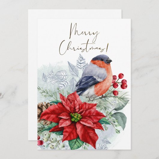 Red Robin Bird Watercolor Winter Weihnachten (Vorne/Hinten)