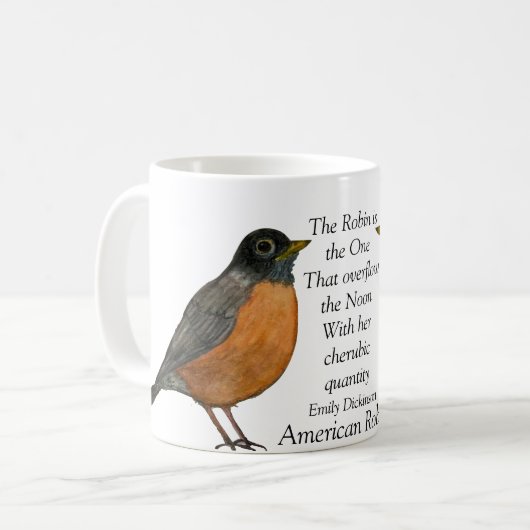 Red Robin Bird White Coffee Tasse (Vorderseite Links)