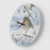 Red Robin Bird Winter Christmas Große Wanduhr (Winkel)