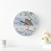 Red Robin Bird Winter Christmas Große Wanduhr (Zuhause)