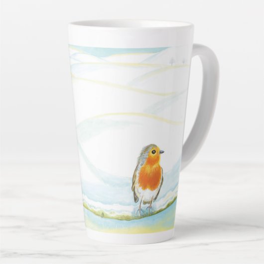 Red Robin Bird & Winter Landschaft Milchtasse (Rechte Ecke)