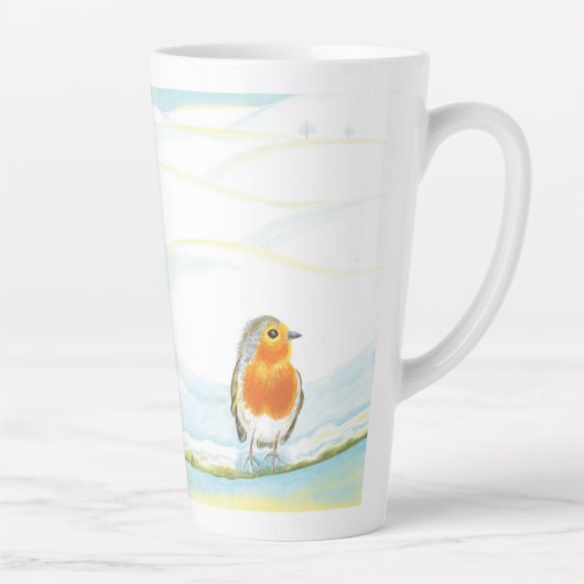 Red Robin Bird & Winter Landschaft Milchtasse (Rechts)
