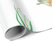 Red Robin Birds and Snowdropps Federmuster Geschenkpapier (Rolleneckpunkt)