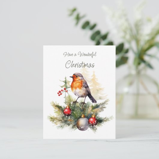 Red Robin Christmas Feiertagskarte (Stehend Vorderseite)