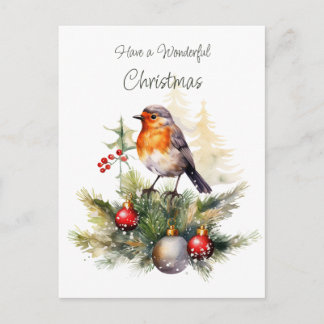 Red Robin Christmas Postcard Postkarte