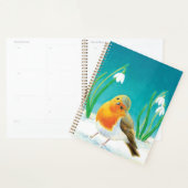 Red Robin Early Spring Snowdrops Illustration Planer (Anzeige)