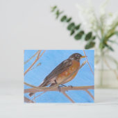 Red Robin Fine Art Nature Postcard Postkarte (Stehend Vorderseite)