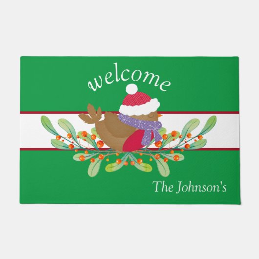 Red Robin Floral Door Mat Fußmatte (Vorderseite)