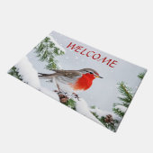 Red Robin Holiday Christmas Doormat Fußmatte (Schrägansicht)