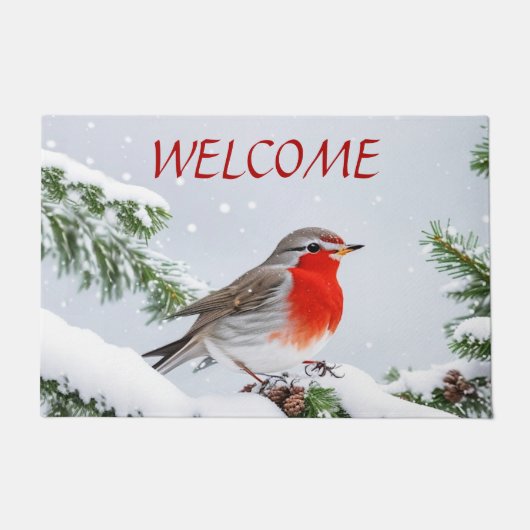 Red Robin Holiday Christmas Doormat Fußmatte (Vorderseite)