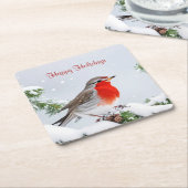 Red Robin Holiday Weihnachts Paper Untersetzer (angewinkelt)