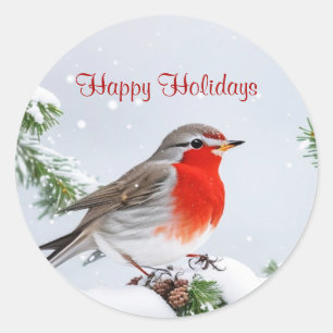 Red Robin Holiday Weihnachtsaufkleber Runder Aufkleber