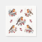 Red Robin Holly Christmas Serviette (Vorderseite)