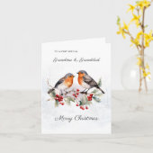 Red Robin Holly Großeltern Weihnachtskarte Karte (Gelbe Blume)