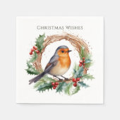 Red Robin Holly Wreath Serviette (Vorderseite)