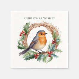 Red Robin Holly Wreath Serviette