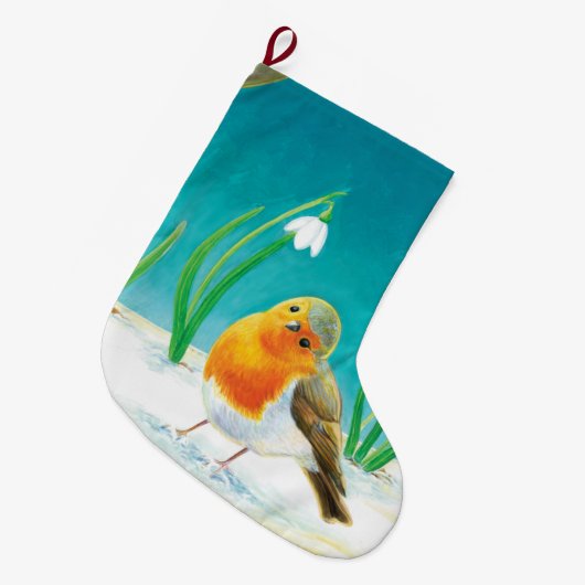 Red Robin Illustration Großer Weihnachtsstrumpf (Vorderansicht (hängend))