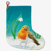 Red Robin Illustration Großer Weihnachtsstrumpf (Vorderseite)