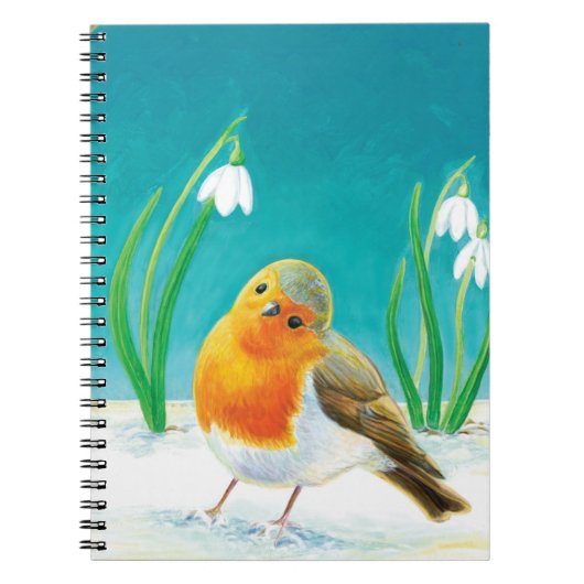 Red Robin Illustration Notebook Notizblock (Vorderseite)
