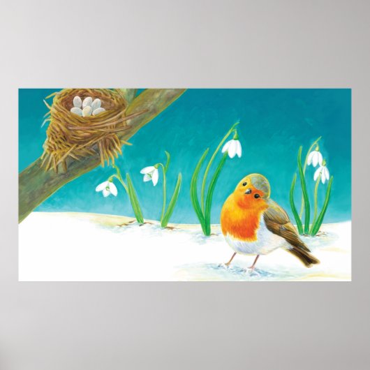 Red Robin Illustration Poster (Vorne)