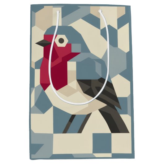 Red Robin in Vector Block Gift Bag - Medium Mittlere Geschenktüte (Vorderseite)