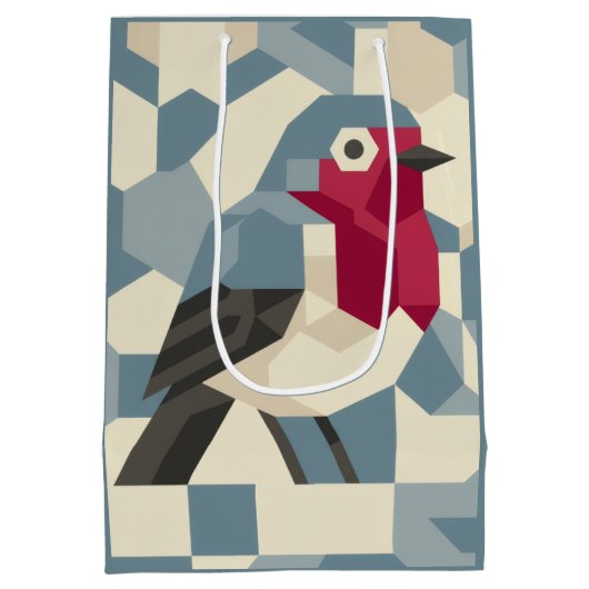 Red Robin in Vector Block Gift Bag - Medium Mittlere Geschenktüte (Rückseite)