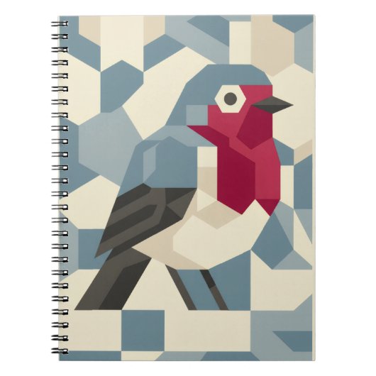 Red Robin in Vector Block Spiral Notebook Notizblock (Vorderseite)
