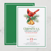 Red Robin mit Weihnachtsglocken Einladung (Vorne/Hinten)