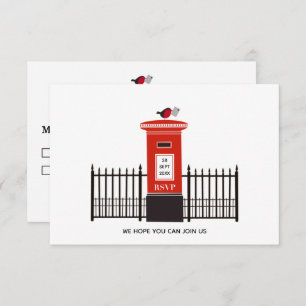 Red Robin Post Box Hochzeit RSVP Karte