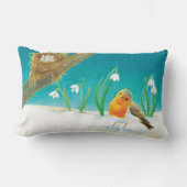 Red Robin Spring Snowdrops Lendenkissen (Vorderseite)