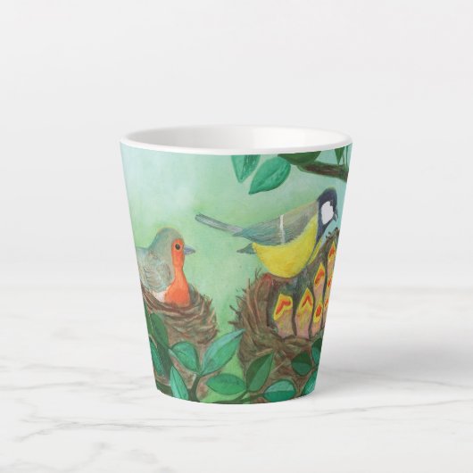 Red Robin und Great Tit Bird Nesting Milchtasse (Vorderseite)