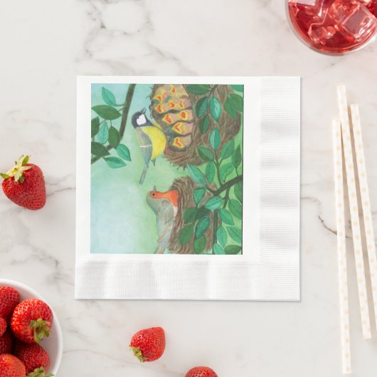 Red Robin und Great Tit Bird Nesting Serviette (Beispiel)