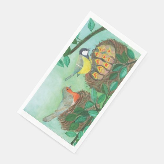 Red Robin und Great Tit Bird Nesting Serviette (Ecke)