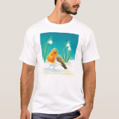 Red Robin und Snowdrops T-Shirt (Vorderseite)