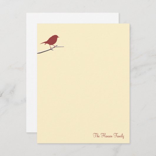 Red Robin Vogelzweig beige danke Mitteilungskarte (Vorne/Hinten)